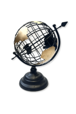 Czarnyu globus ze złotymi kontynentami