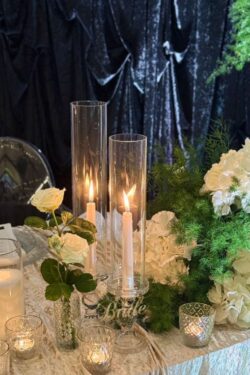 Szklany klosz, osłonka na świece- komplet